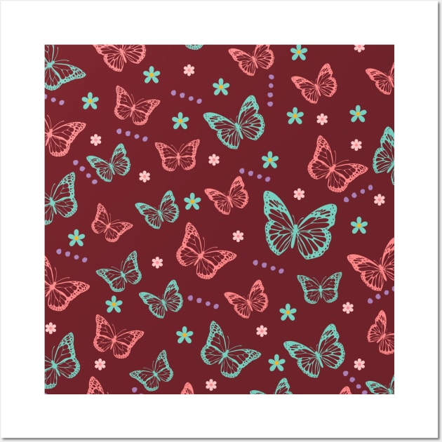 PINK AND BLUE BUTTERFLY Wall Art by TheSisters